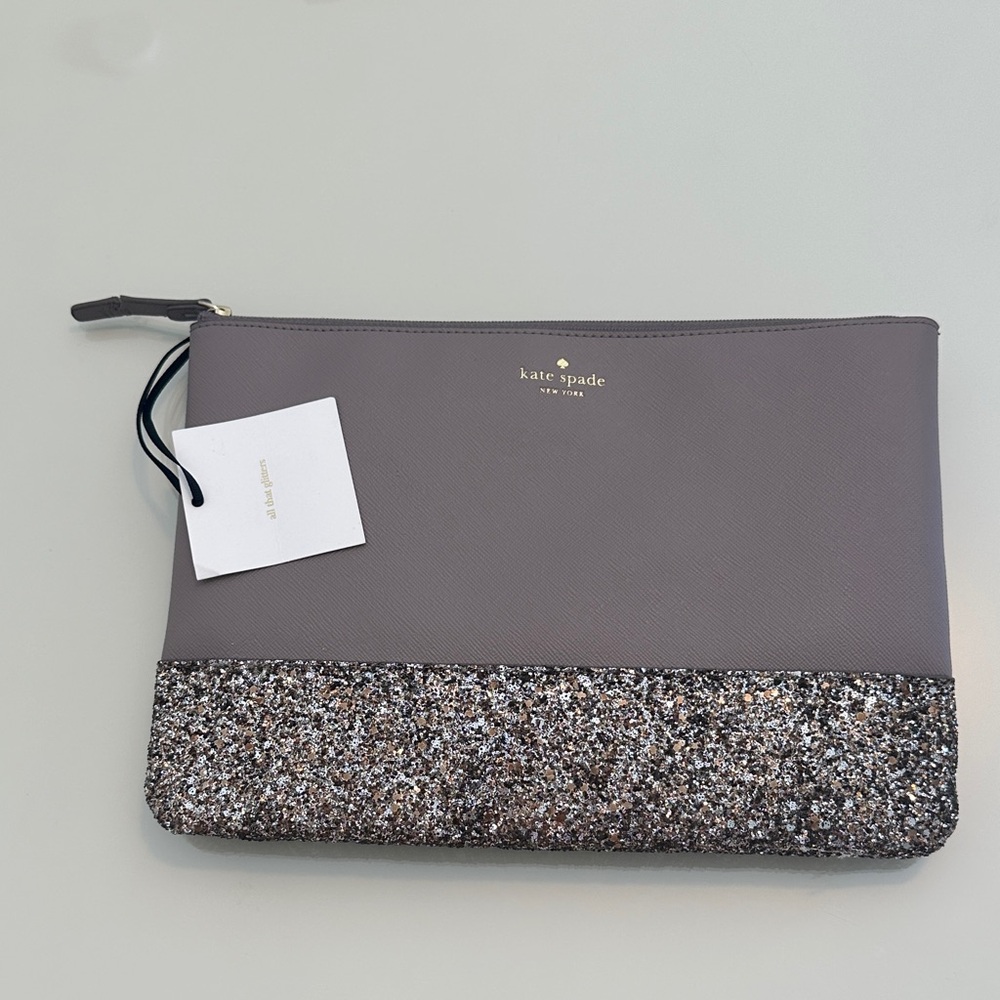 Kate Spade Taupe and Glitter Clutch Greta Court Cityscape - Picture 2 of 10